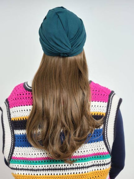 Frange Reverse Longue Wavy — fibre synthétique premium, portée sous turban ou bonnet