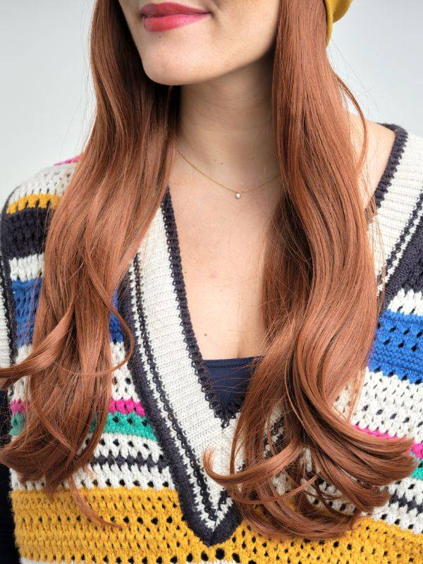 Couronne de cheveux Longue Wavy Les Franjynes en fibre synthétique premium, à porter sous turban, foulard ou bonnet