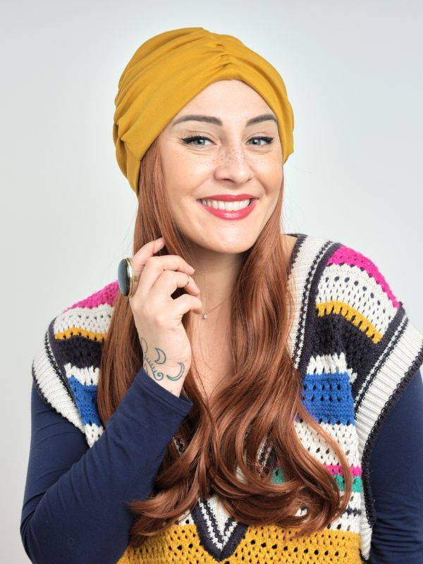 Couronne de cheveux Longue Wavy Les Franjynes en fibre synthétique premium, à porter sous turban, foulard ou bonnet