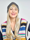 Couronne de cheveux Longue Wavy Les Franjynes en fibre synthétique premium, à porter sous turban, foulard ou bonnet