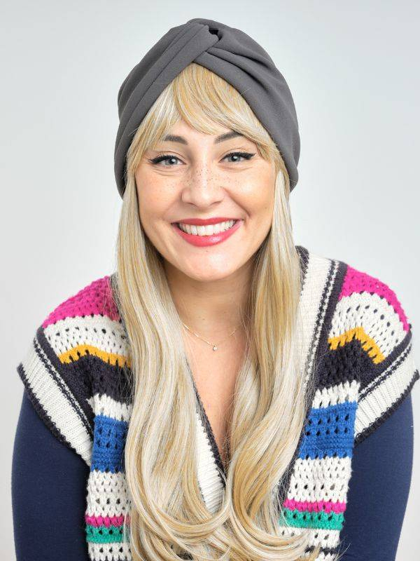 Couronne de cheveux Longue Wavy Les Franjynes en fibre synthétique premium, à porter sous turban, foulard ou bonnet