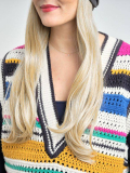 Couronne de cheveux Longue Wavy Les Franjynes en fibre synthétique premium, à porter sous turban, foulard ou bonnet