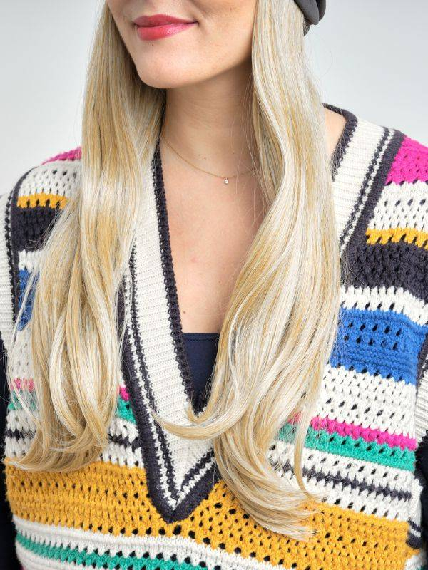 Couronne de cheveux Longue Wavy Les Franjynes en fibre synthétique premium, à porter sous turban, foulard ou bonnet