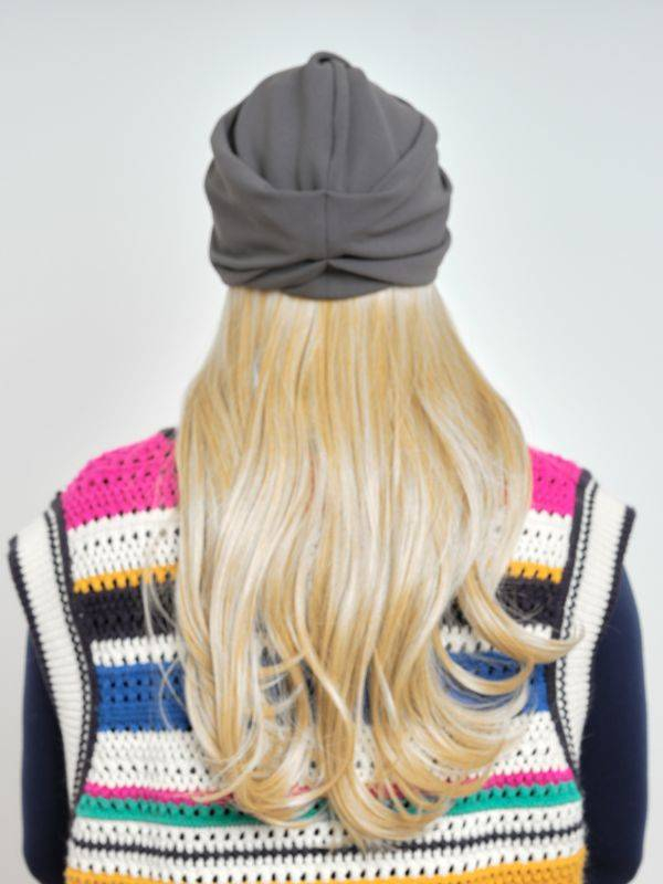 Couronne de cheveux Longue Wavy Les Franjynes en fibre synthétique premium, à porter sous turban, foulard ou bonnet