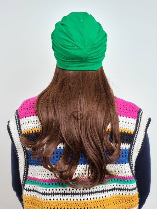 Couronne de cheveux Longue Wavy Les Franjynes en fibre synthétique premium, à porter sous turban, foulard ou bonnet