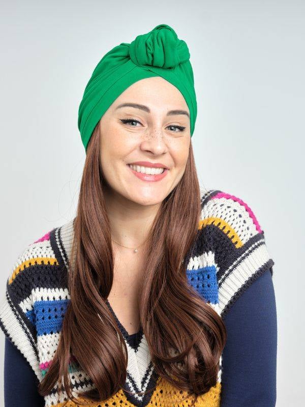 Couronne de cheveux Longue Wavy Les Franjynes en fibre synthétique premium, à porter sous turban, foulard ou bonnet