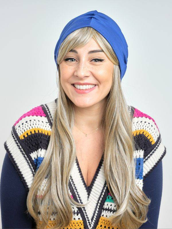 Couronne de cheveux Longue Wavy Les Franjynes en fibre synthétique premium, à porter sous turban, foulard ou bonnet