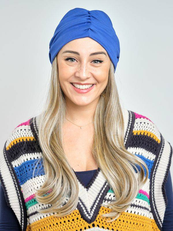 Couronne de cheveux Longue Wavy Les Franjynes en fibre synthétique premium, à porter sous turban, foulard ou bonnet