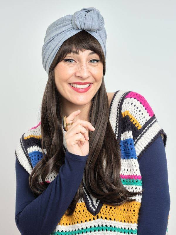 Couronne de cheveux Longue Wavy Les Franjynes en fibre synthétique premium, à porter sous turban, foulard ou bonnet