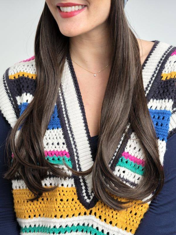 Couronne de cheveux Longue Wavy Les Franjynes en fibre synthétique premium, à porter sous turban, foulard ou bonnet
