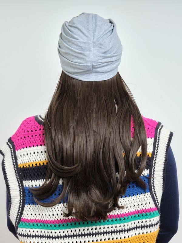 Couronne de cheveux Longue Wavy Les Franjynes en fibre synthétique premium, à porter sous turban, foulard ou bonnet