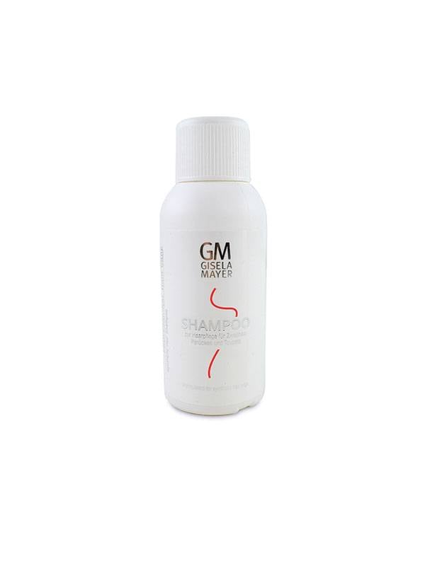 Mini shampooing Gisela Mayer pour perruques et cheveux synthétiques, nettoyage en profondeur et fibre souple, format voyage.