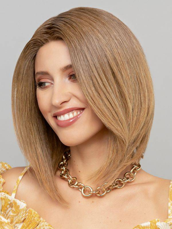 Prime Page Deluxe HH - Perruque mi-longue Remy, plongeant élégant, bordure frontale invisible