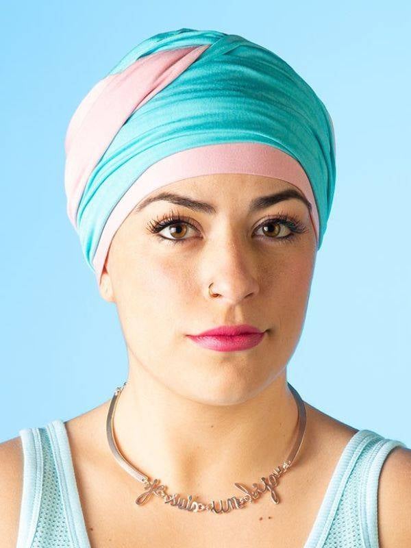 Turban Leslie MMParis bicolore, fibre de bambou : léger, doux, facile à nouer, effet volume et look naturel.