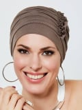 Turban Loreen Gisela Mayer en bambou/viscose, détail floral sur le côté – bonnet doux pour chimiothérapie et alopécie