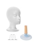 Kit coiffage perruque : tête en polystyrène avec ventouse antiglisse et aiguilles pour un maintien stable et un coiffage confort