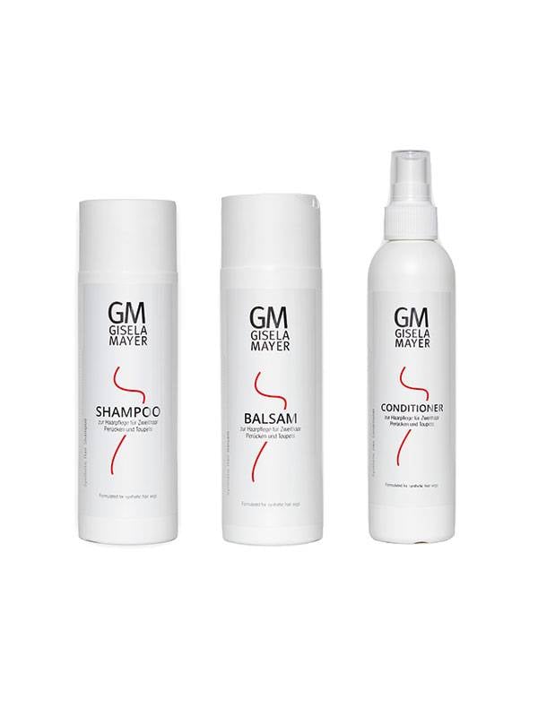 Kit soin perruque synthétique Gisela Mayer : shampooing, baume et conditionneur pour fibre douce et brillante