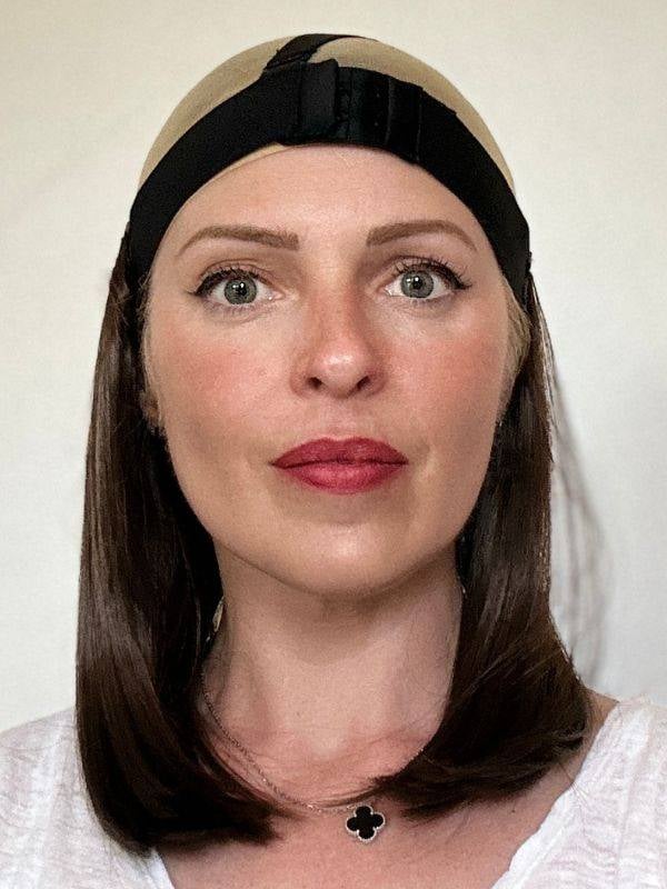 Couronne de cheveux Krownie Bikiwig en fibre synthétique thermo 180°C, effet carré naturel, idéale sous turban, bonnet ou chapea