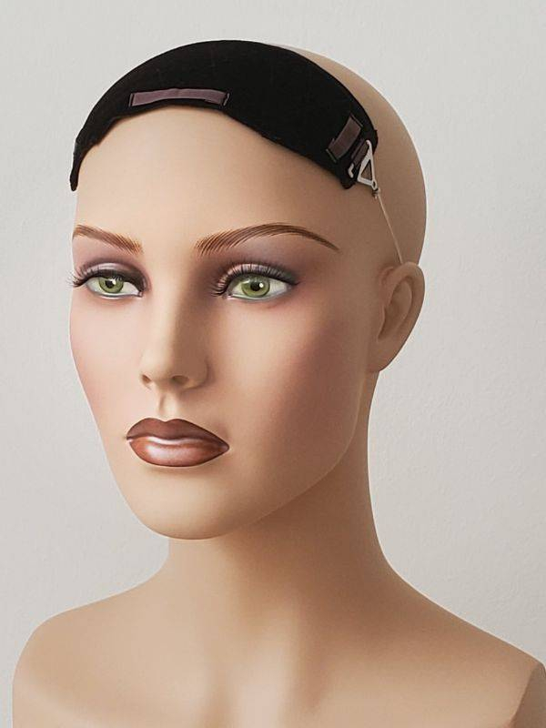 Bandeau sous volumateur anti-dérapant et ajustable, doux pour cuir chevelu sensible, à porter sous perruque ou volumateur.