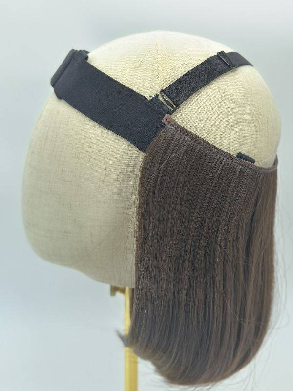 Couronne de cheveux Krownie Bikiwig en fibre synthétique thermo 180°C, effet carré naturel, idéale sous turban, bonnet ou chapea