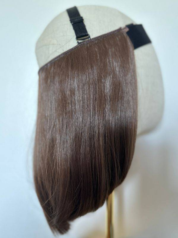 Couronne de cheveux Krownie Bikiwig en fibre synthétique thermo 180°C, effet carré naturel, idéale sous turban, bonnet ou chapea