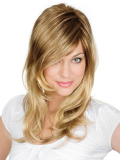 Perruque Gisela Mayer Como Mono Lace Large : longue chevelure lisse avec frange, effet naturel, bonnet grande taille 58-60 cm