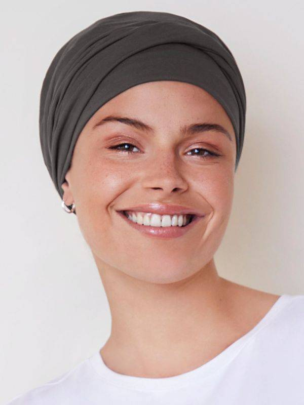 Turban Viva Twin Set Christine Headwear : bonnet + bandeau amovible, coton/viscose, maintien confortable pour alopécie et chimio