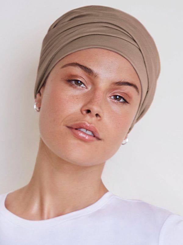 Turban Viva Twin Set Christine Headwear : bonnet + bandeau amovible, coton/viscose, maintien confortable pour alopécie et chimio