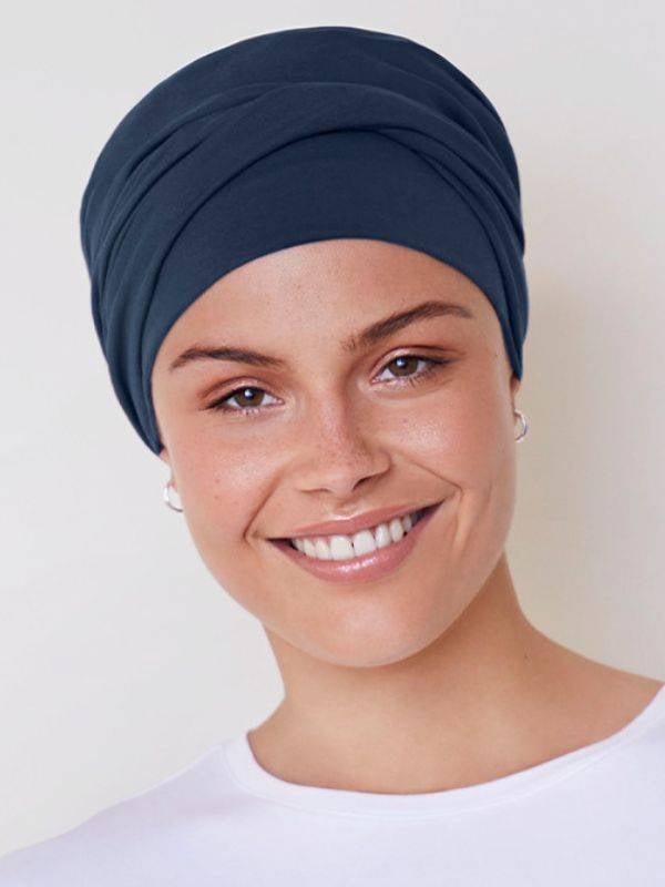 Turban Viva Twin Set Christine Headwear : bonnet + bandeau amovible, coton/viscose, maintien confortable pour alopécie et chimio