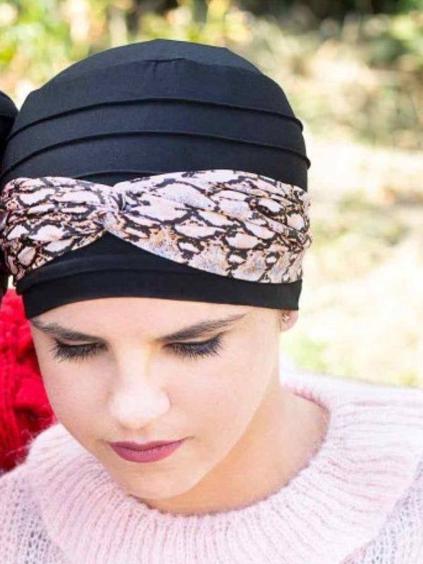 Bandeau Jane MM Paris à motifs tendance, taille unique, idéal pour habiller un bonnet uni comme le turban Lola
