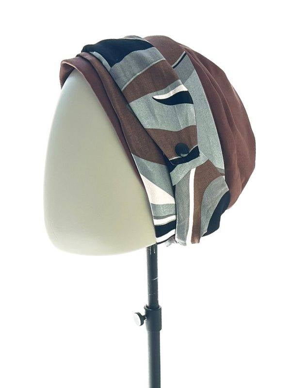 Set Maya — Bonnet turban avec bandeau réversible (95% viscose)