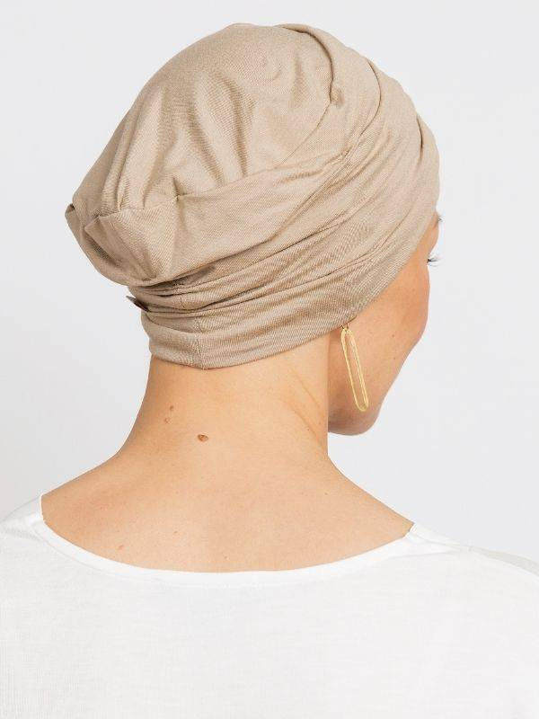 Bonnet chimio Marlene Uni Rosette La Vedette en viscose, sans coutures, effet volume, idéal cuir chevelu sensible