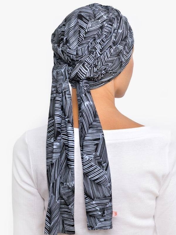 Turban Liz Rosette La Vedette en viscose, foulard fixé sur bonnet : tenue anti-glisse, nouages multiples, doux pour cuir chevelu