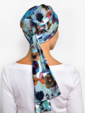 Turban Liz Rosette La Vedette en viscose, foulard fixé sur bonnet : tenue anti-glisse, nouages multiples, doux pour cuir chevelu