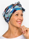 Turban Liz Rosette La Vedette en viscose, foulard fixé sur bonnet : tenue anti-glisse, nouages multiples, doux pour cuir chevelu