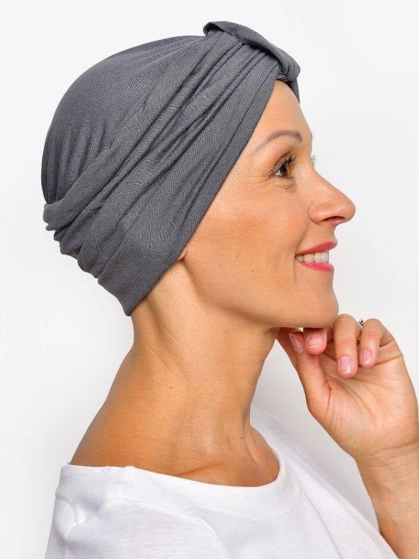 Bonnet chimio Sophia Rosette La Vedette : turban à boucle, volume naturel, viscose douce et respirante, maintien toute la journé