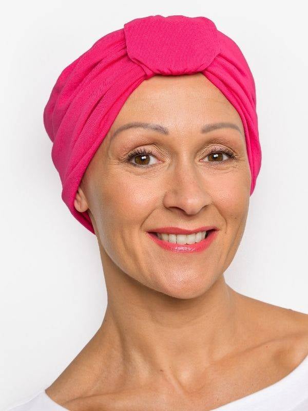 Bonnet chimio Sophia Rosette La Vedette : turban à boucle, volume naturel, viscose douce et respirante, maintien toute la journé