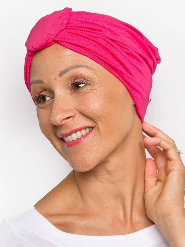 Bonnet chimio Sophia Rosette La Vedette : turban à boucle, volume naturel, viscose douce et respirante, maintien toute la journé
