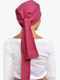 Turban chimio Hannah Rosette La Vedette en gaze de coton aérée, base préformée, confortable et facile à nouer