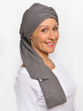 Turban chimio Hannah Rosette La Vedette en gaze de coton aérée, base préformée, confortable et facile à nouer