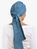 Turban chimio Hannah Rosette La Vedette en gaze de coton aérée, base préformée, confortable et facile à nouer