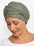 Turban chimio Hannah Rosette La Vedette en gaze de coton aérée, base préformée, confortable et facile à nouer