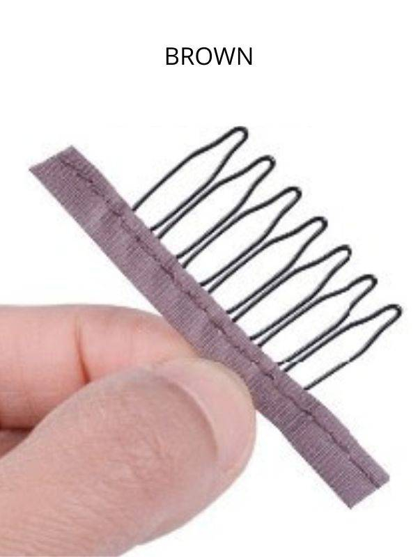 Peignes à coudre x4 pour perruque ou volumateur : dents antiglisse, fixation confortable, plusieurs couleurs assorties au bonnet