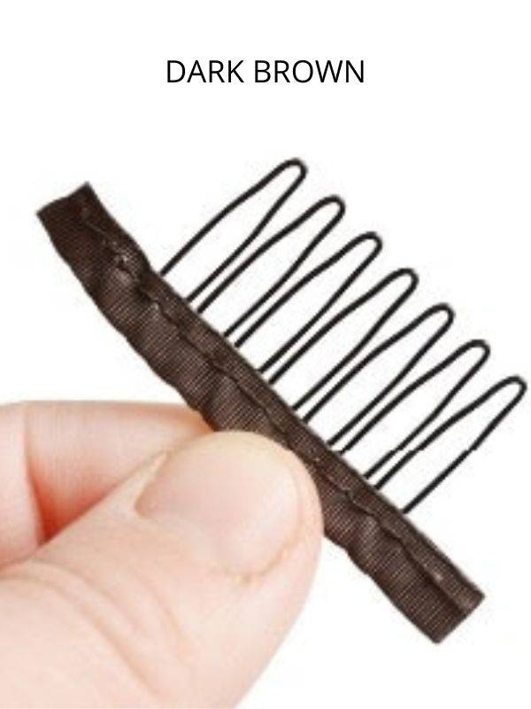 Peignes à coudre x4 pour perruque ou volumateur : dents antiglisse, fixation confortable, plusieurs couleurs assorties au bonnet