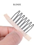 Peignes à coudre x4 pour perruque ou volumateur : dents antiglisse, fixation confortable, plusieurs couleurs assorties au bonnet