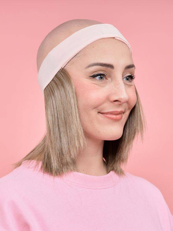 Couronne de cheveux coupe carré 2-en-1 : nuque synthétique thermorésistante, bandeau réglable pour turban, foulard ou bonnet