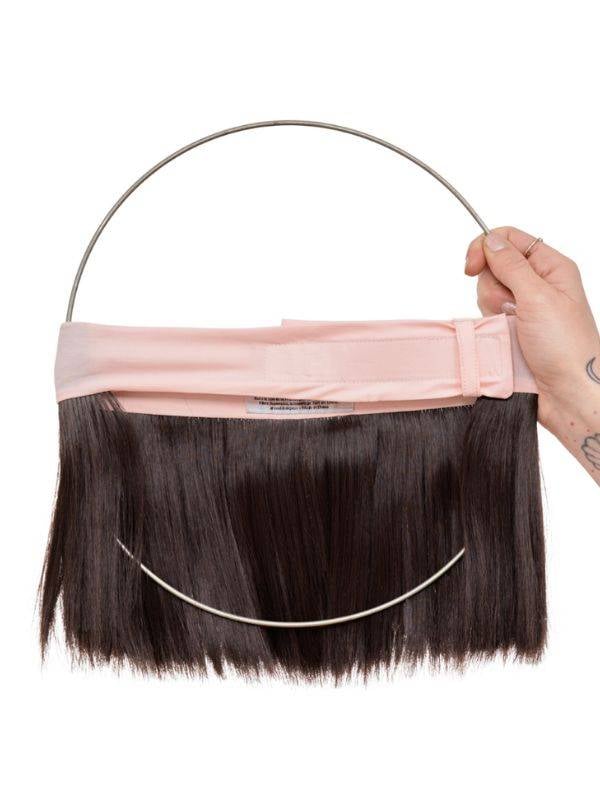 Couronne de cheveux coupe carré 2-en-1 : nuque synthétique thermorésistante, bandeau réglable pour turban, foulard ou bonnet