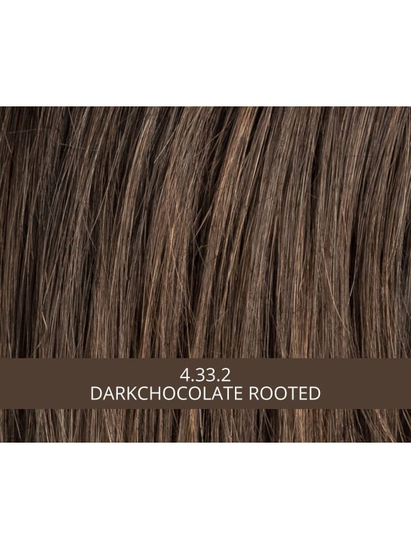 Perruque Raise rooted mix : coupe courte effilée dégradée, volume léger et effet racines foncées pour un rendu naturel.