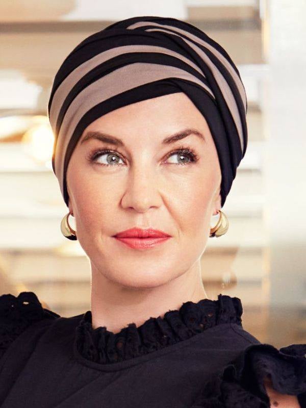 Turban Hindi Bambou Christine Headwear en viscose de bambou Caretech®, bonnet élégant et confortable pour alopécie ou chimio.