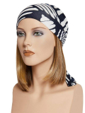 Turban Madrid Printed Gisela Mayer, turban-foulard chimio en viscose douce à imprimé, confortable et facile à nouer.